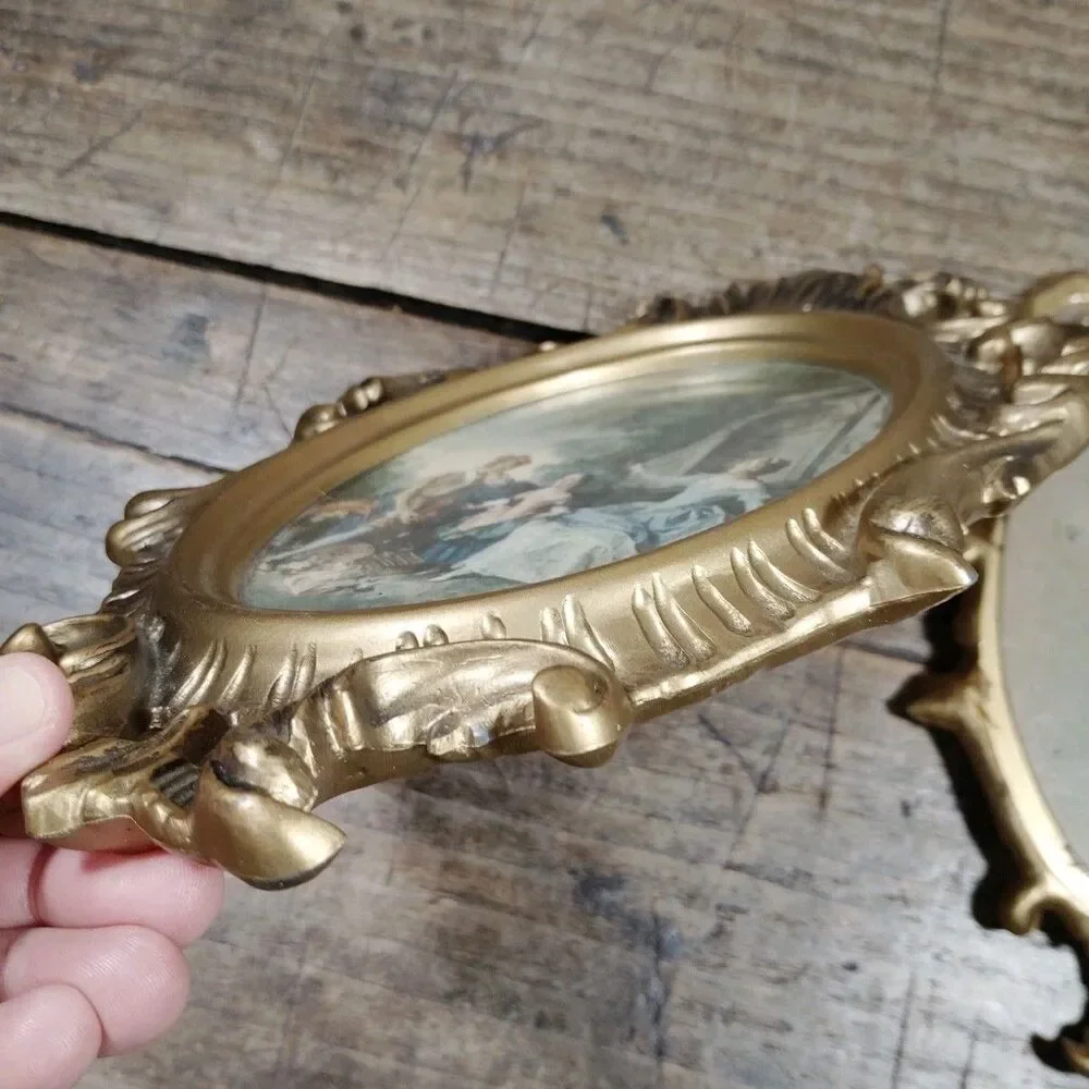 Two Vintage Ornate Frame Victorian Ladies Music Hanging Decor Art Picture
